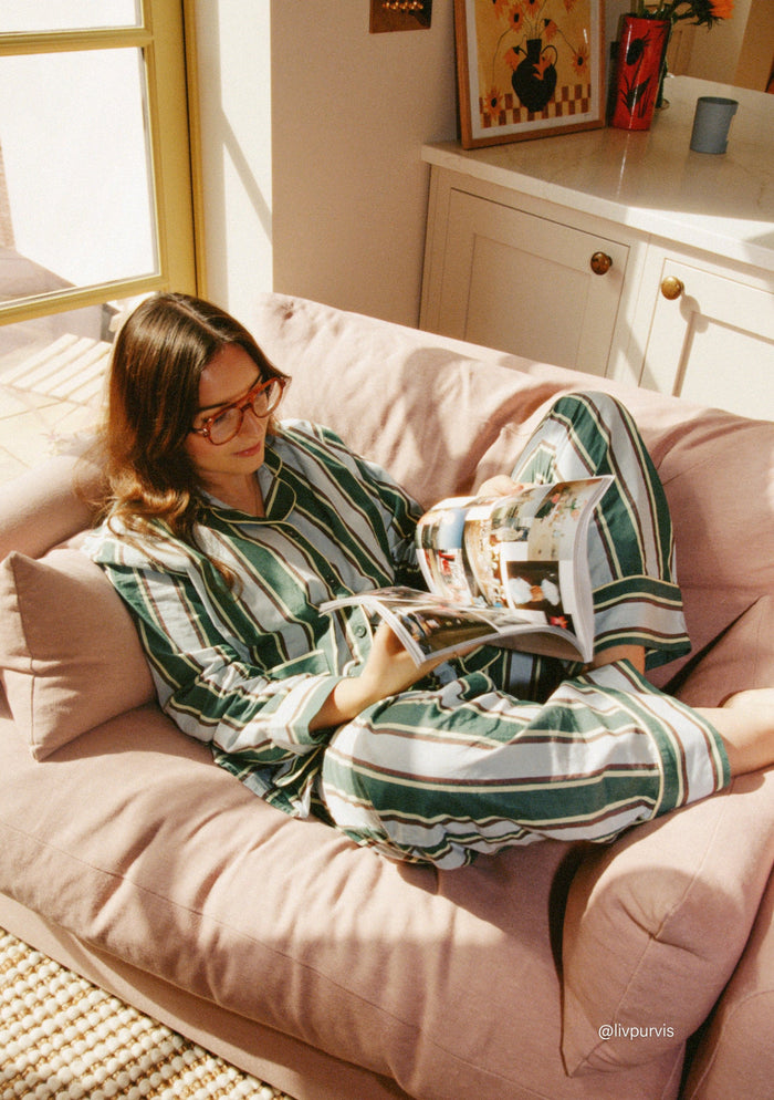 Womens Cotton Pyjamas - Blue Stripe
