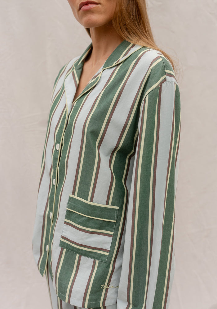 Womens Cotton Pyjamas - Blue Stripe