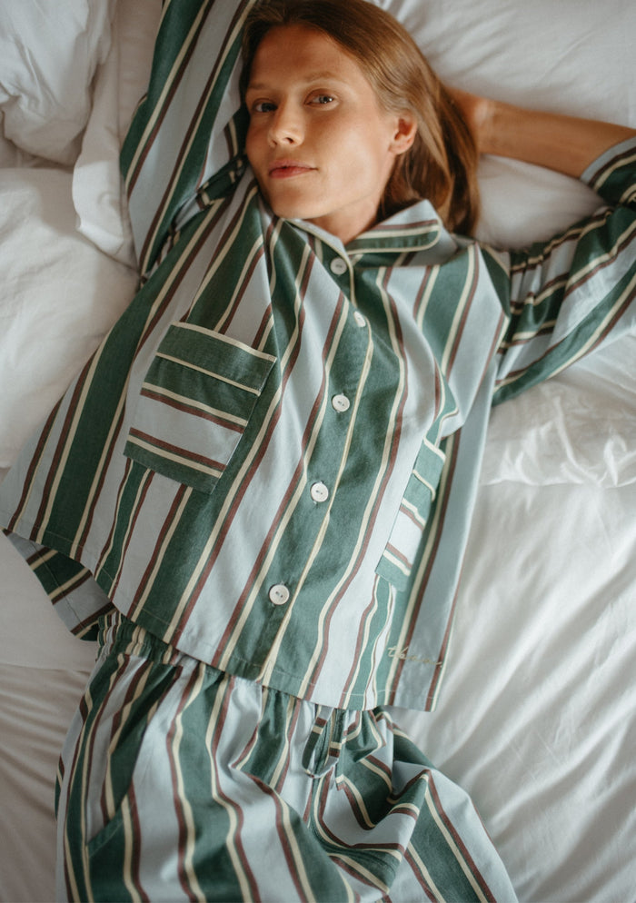 Womens Cotton Pyjamas - Blue Stripe