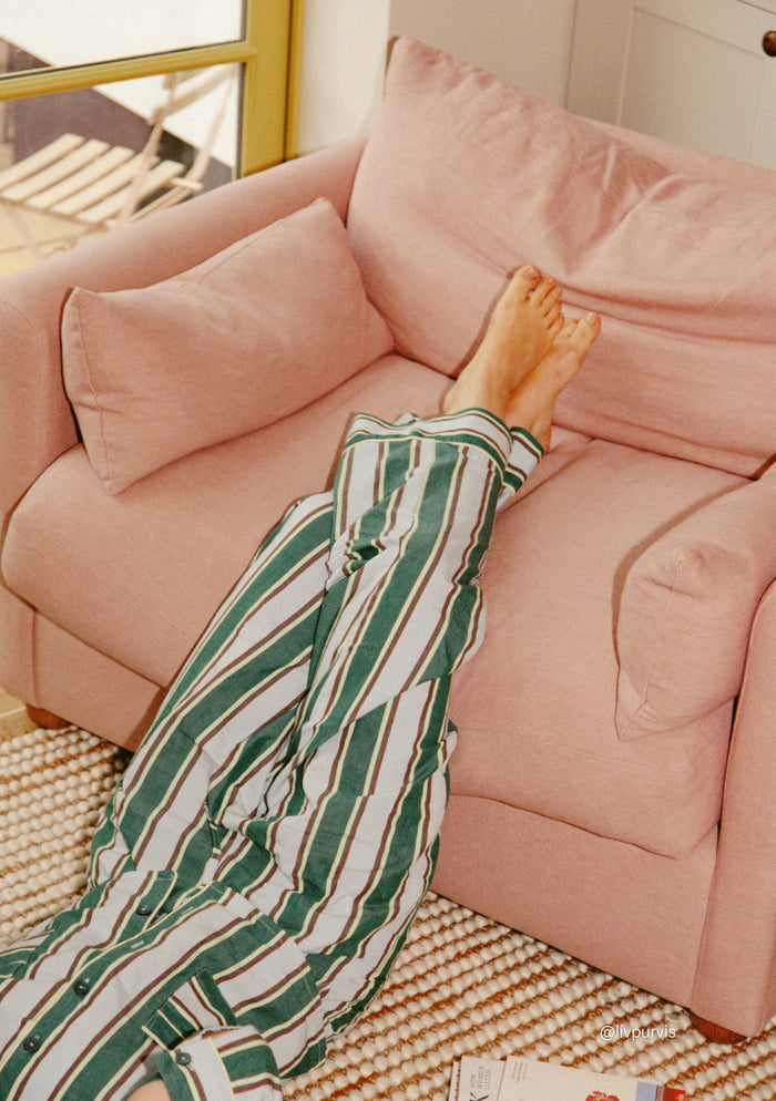 Womens Cotton Pyjamas - Blue Stripe