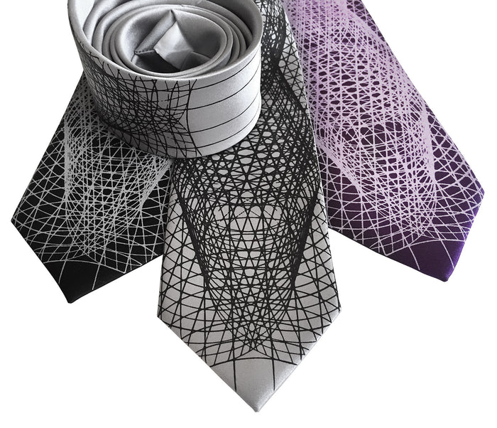 Wormhole Neckties, Op Art Lines Geometric Print Ties, by Cyberoptix