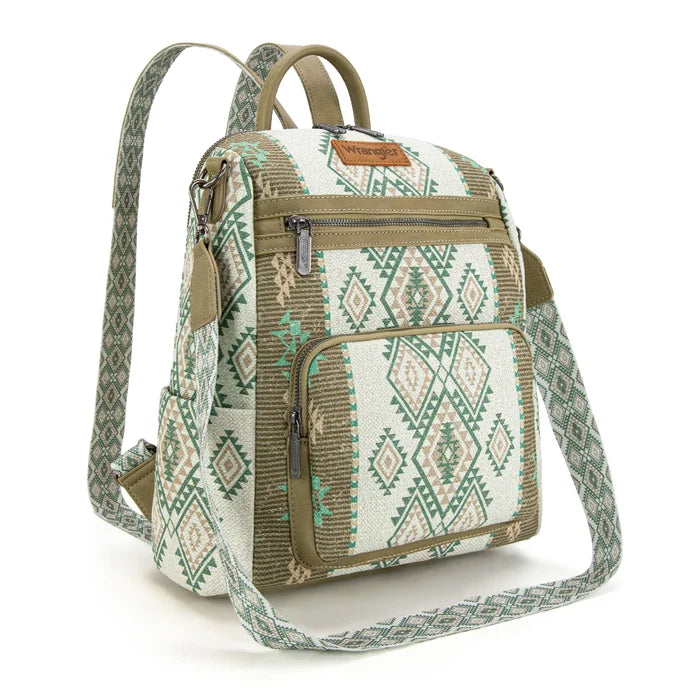 Wrangler Aztec Print Backpack/Crossbody -Green
