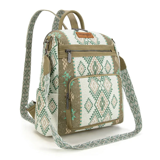 Wrangler Aztec Print Backpack/Crossbody -Green