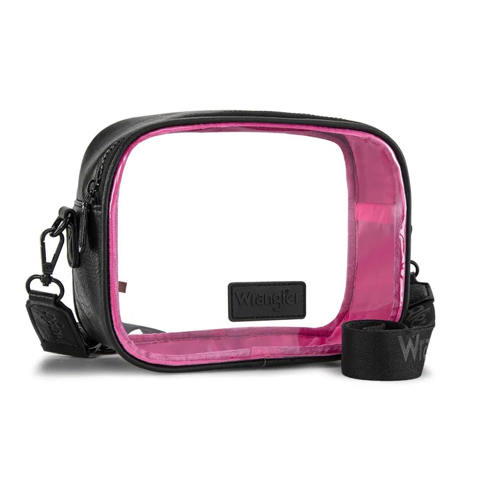 Wrangler Clear Crossbody Bag/Stadium Bag - Black-HotPink