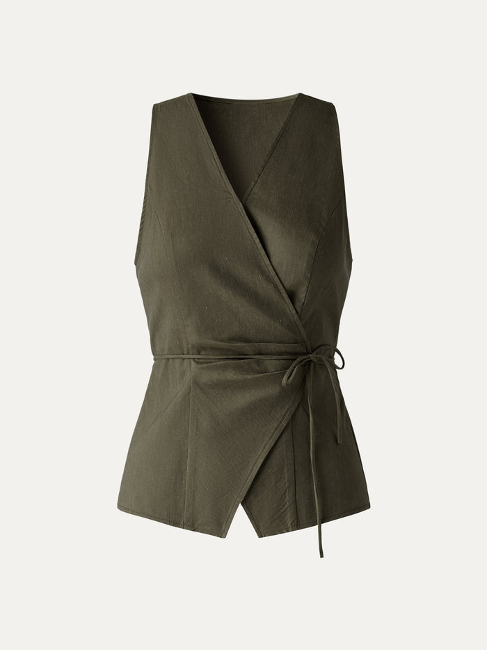 OGLmove Wrap Top with Self-Tie Dark Olive Green XS