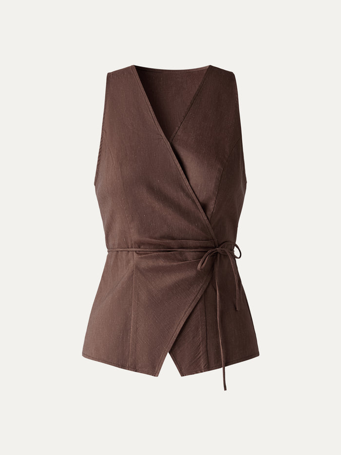 OGLmove Wrap Top with Self-Tie Walnut Brown XS