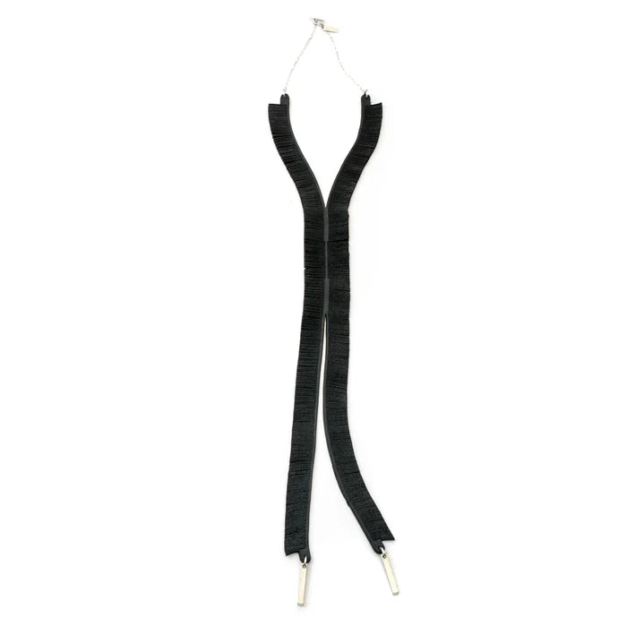 Y Fringe Necklace - Black