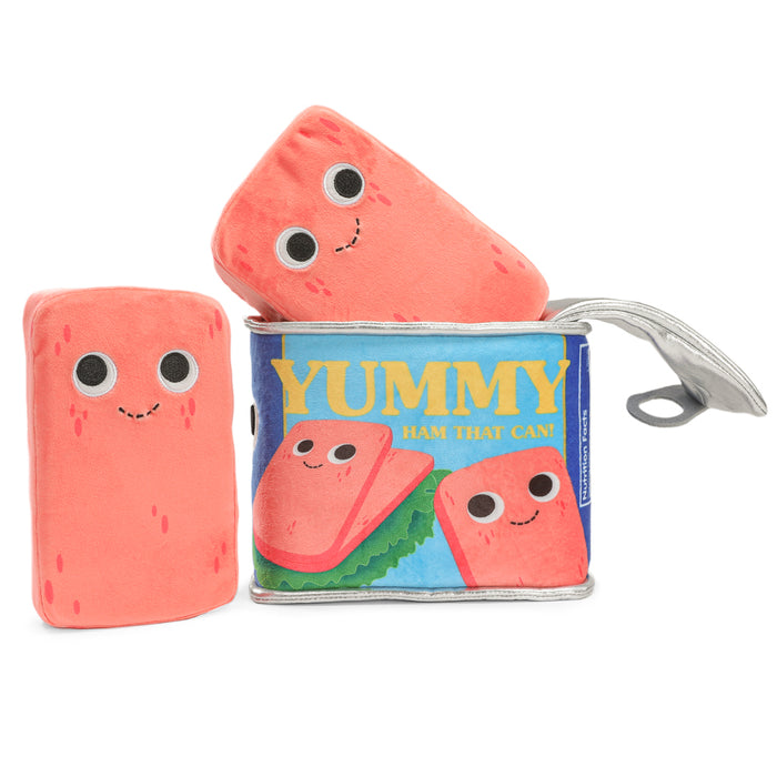 Yummy World Canned Ham 10-inch plush toy, soft and colorful stuffed ham with realistic details, perfect for plush toy collectors.