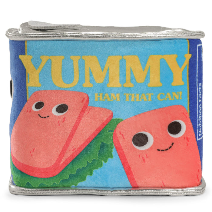 Yummy World Canned Ham 10-inch plush toy, soft and cuddly, featuring realistic ham design with detailed stitching and vibrant colors.