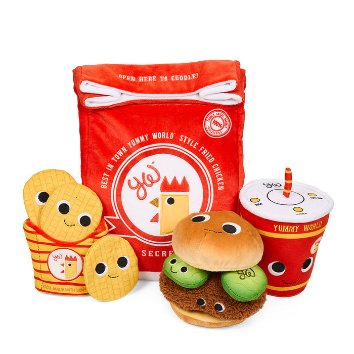 Yummy World Chicken Sandwich Chicky Meal 11-inch plush toy with interactive features, soft and colorful chicken sandwich character.