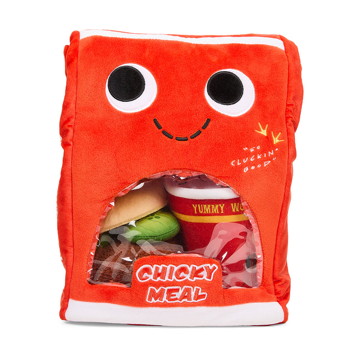 Yummy World Chicken Sandwich Chicky Meal 11-inch plush toy with interactive features, soft fabric, and detailed chicken sandwich design.