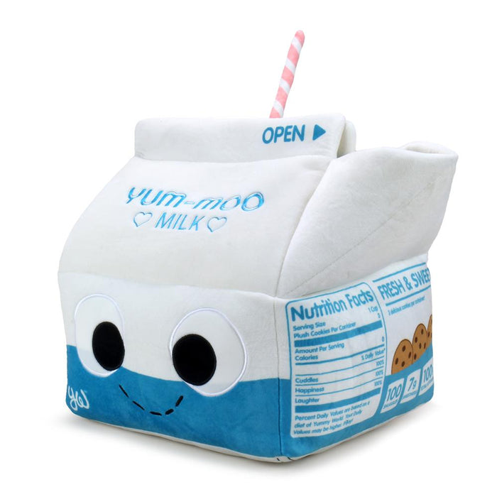Yummy World Milk and Cookies interactive plush toy featuring a soft, colorful milk carton and cookie character.