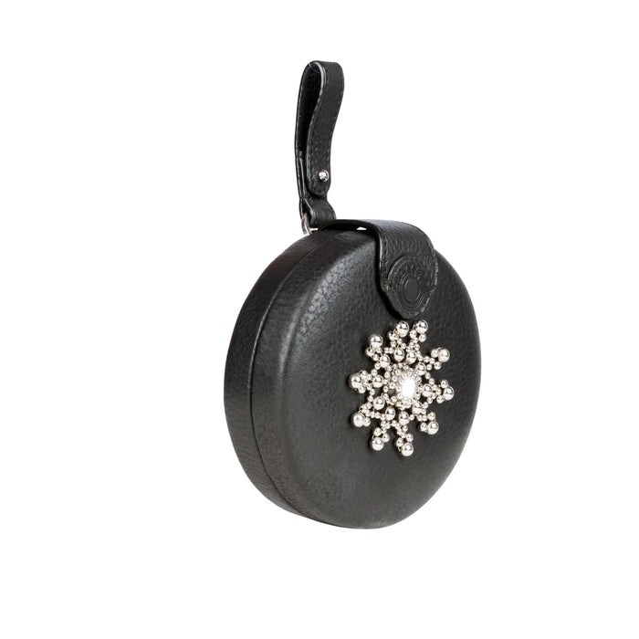 Premium Leather beaded coin bag silver from object and dawn ghost images side view