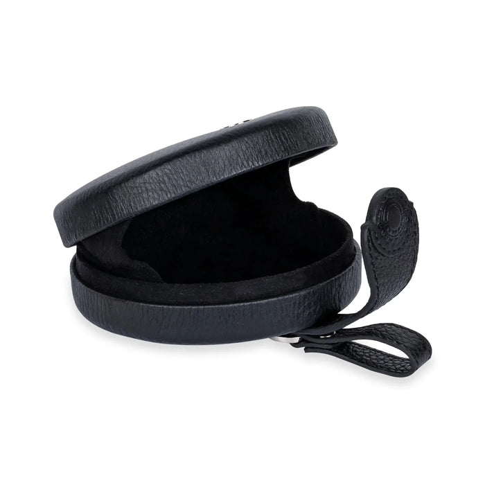 Object & Dawn Zheng Yi Sao leather coin collections in black, ghost image in white background inside view