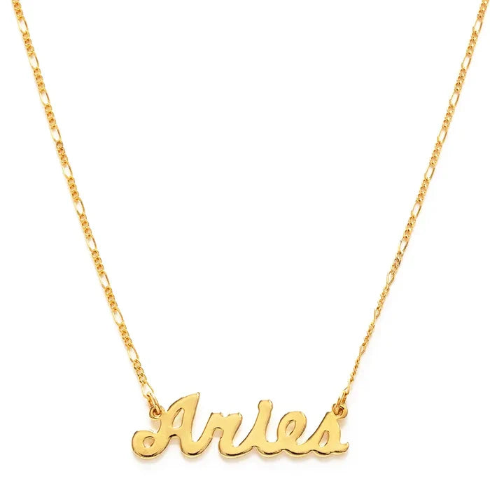 Zodiac Script Necklace- Aries
