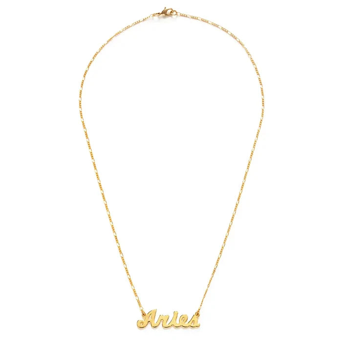 Zodiac Script Necklace- Aries