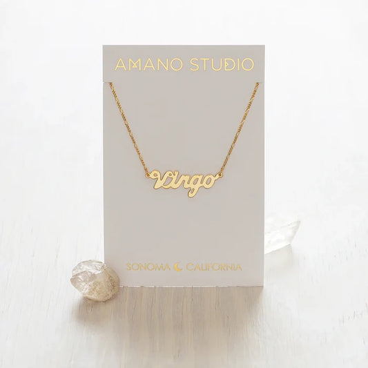 Zodiac Script Necklace- Virgo